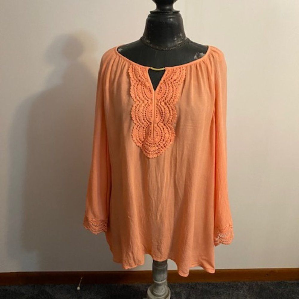 JM Collection Peach top, size XLarge